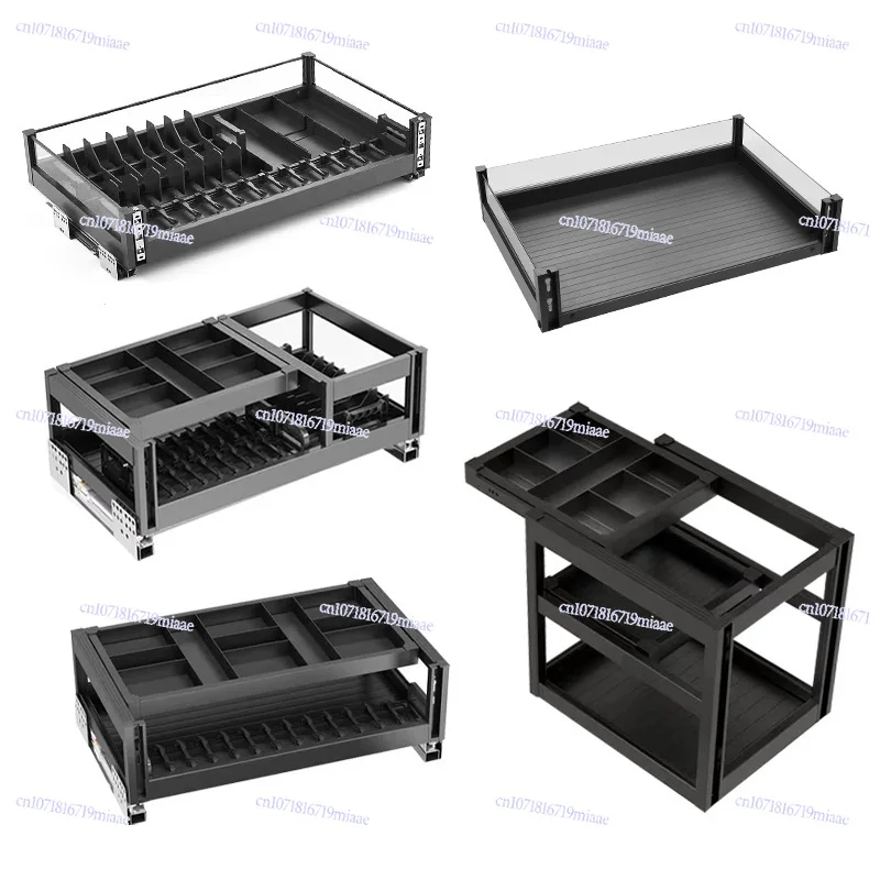 Pull-out Basket Kitchen Cabinet Space Aluminum Drawer Drawer Basket Drawer Type Multi-layer Cupboard Damping Shelf Seasoning