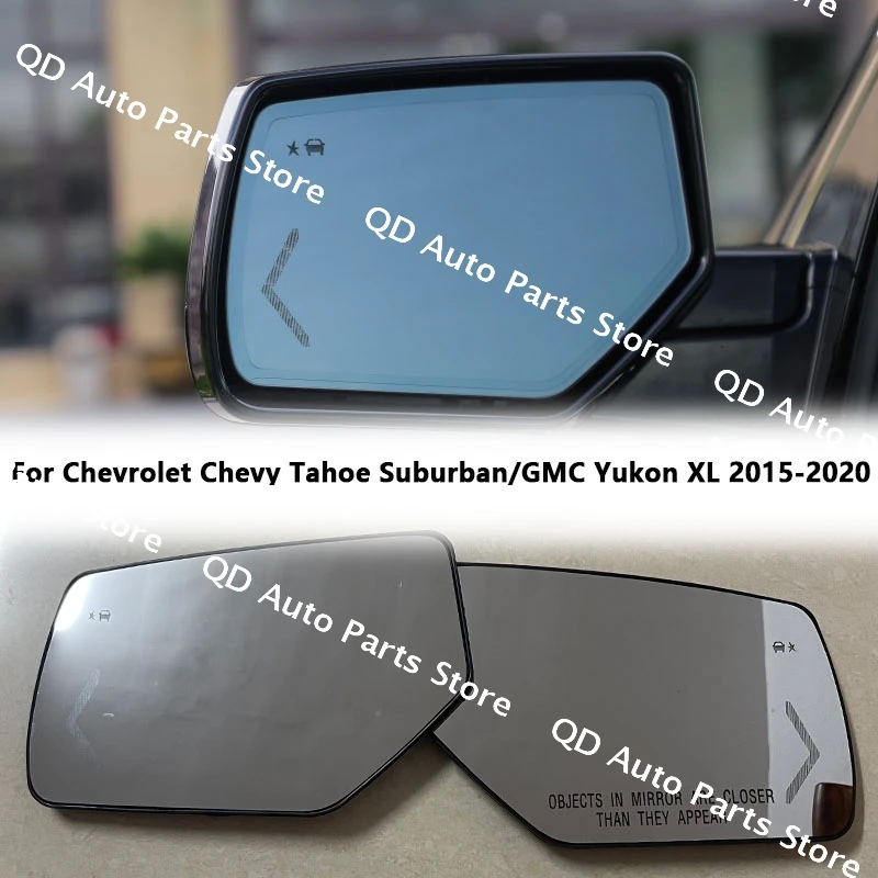 

With BSM Heated For Chevrolet Chevy Tahoe Suburban GMC Yukon XL 2015-2020 Rearview Door Side Mirror Lens Glass 22753635