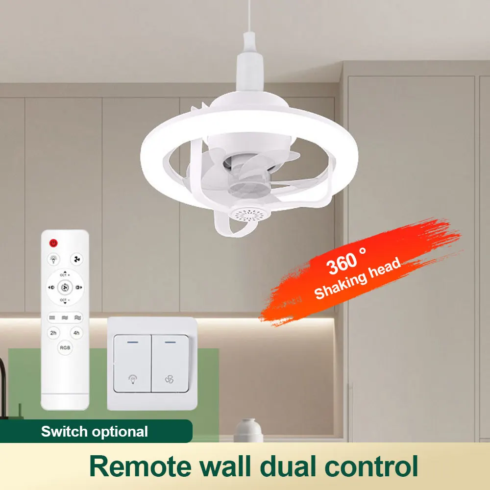 Imagem -02 - Ventilador de Teto Inteligente com Controle Remoto 360 ° Rotativa Led Luz E27 Luz Home Light Bedroomtop Luz 85265v