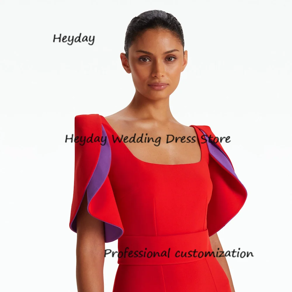 Heyday Crepe Customized Square Collar Floor Length Classics Draped Formal Occasion Evening Party Pretty Dresses Heyday 2024