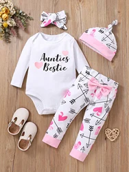 Autumn & Winter Newborn Baby Boys & Girls Children Clothes White Letter Printed Long Sleeved Sweater+Arrow Pattern Pants+Hat