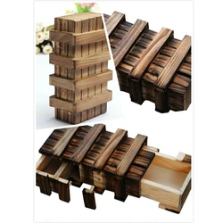 Vintage Wooden Puzzle Box with Secret Drawer Magic Wood Compartment Brain Teaser Toys Puzzles Boxes Kids Toy Gift