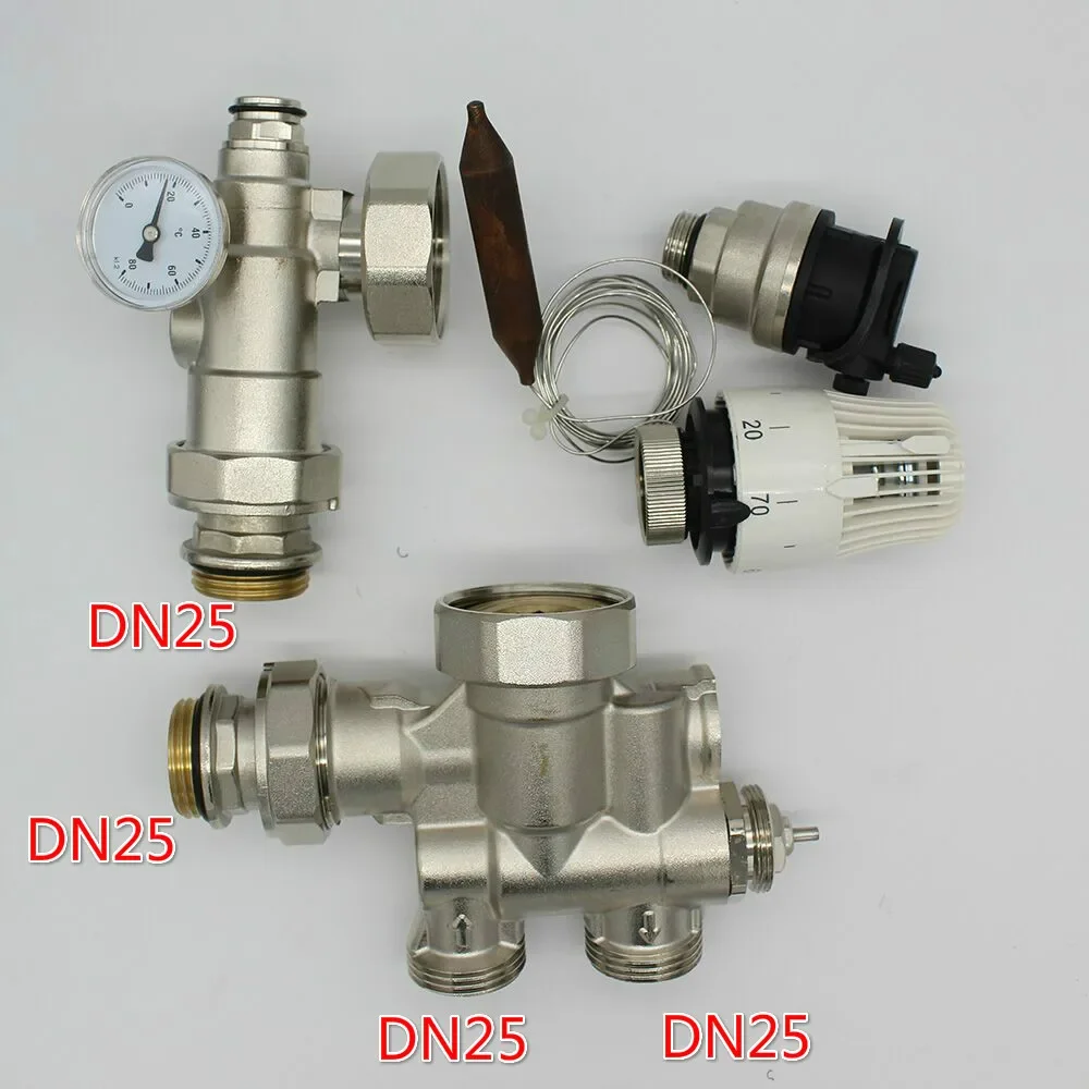 DN25 Thermostatic pump mixer blender for Water Underfloor Heating Manifold mixing valve water mixing center water mixing system