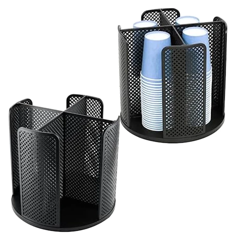 

2 шт. вращающийся органайзер для стаканчиков и крышек, держатель для хранения бумажных стаканчиков с 4 отделениями для столешницы