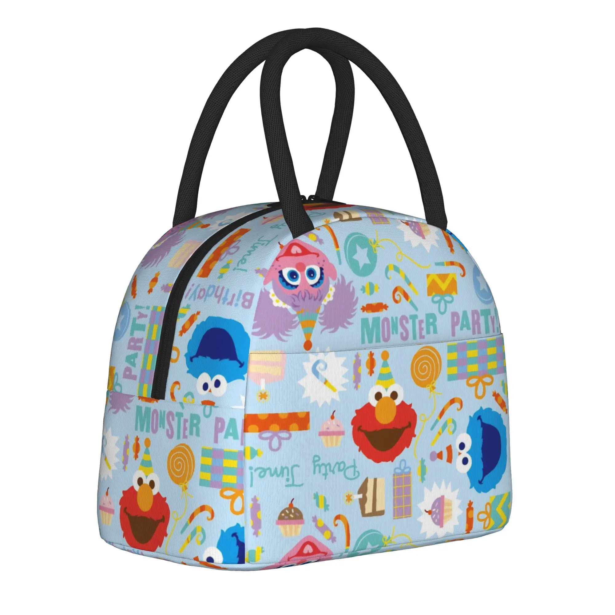 Sesames Streets Insulated Lunch Bags Thermal Bag Reusable,Lunch Container Happy Birthday Portable Tote Lunch Box Food Bag