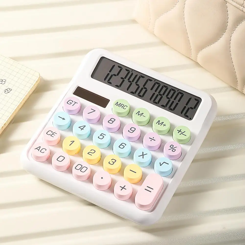 Business Calculator Typewriter Style Calculator with Lcd Display Round Office Calculator Cute 12-digit for Everyday Use Sound