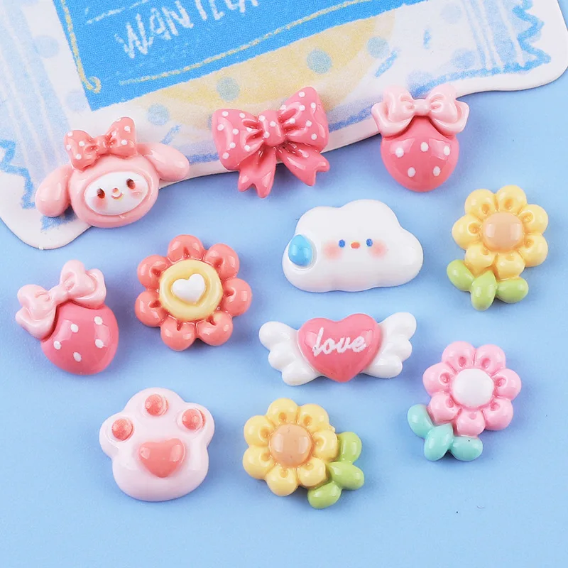 

100pcs Kawaii Resin Mini Flower Melody Flatback DIY for Phone Case Hairpin Keychain Earrings Scrapbook Dollhouse Accessories