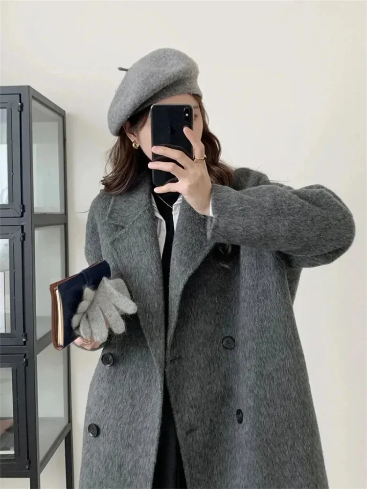 

Double-sided Wool Coat For Women's Autumn And Winter New High-end Woolen Mid Length