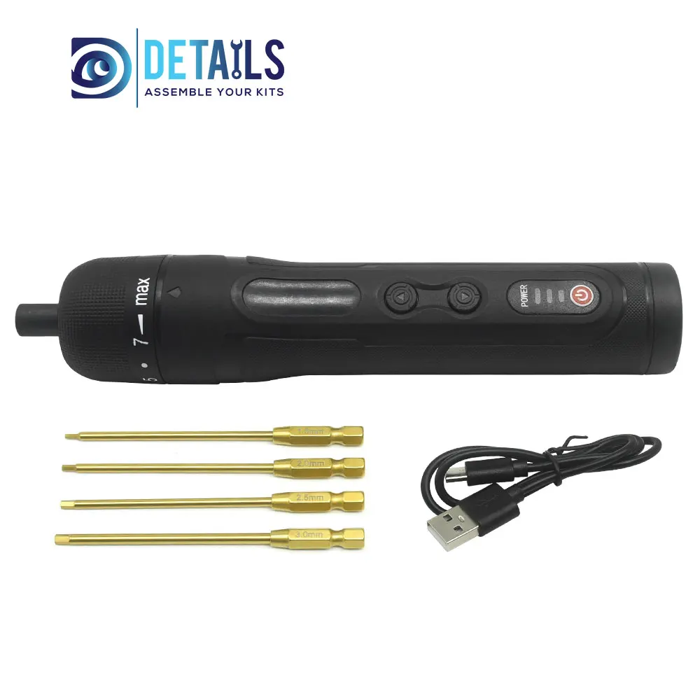 

Electric Mini Screwdriver with 8-Gear Torque With Power Tip Hex 1.5/2.0/2.5/3.0mm 3.6v, 2000mAh, 350rpm, 0.1-5.3Nm, 7.2v,