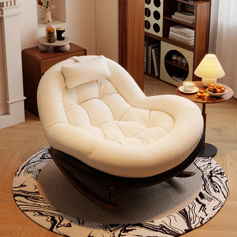 

Современное кресло-качалка с подголовником для гостиной и спальни, уютное кресло из шенилла для дома и офиса, мягкое расслабляющее акцентное кресло