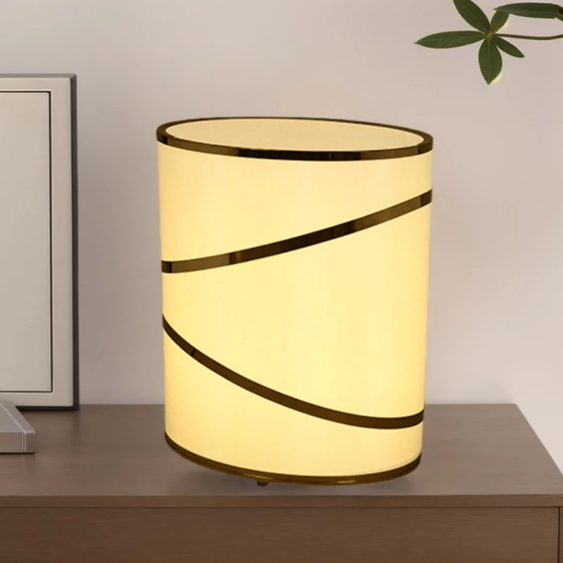 ما بعد الحداثة مصمم الحد الأدنى النسيج اسطوانة مصباح أرضي فاخر الفولاذ المقاوم للصدأ LED الجدول ضوء غرفة نوم السرير دراسة Luminaria #2