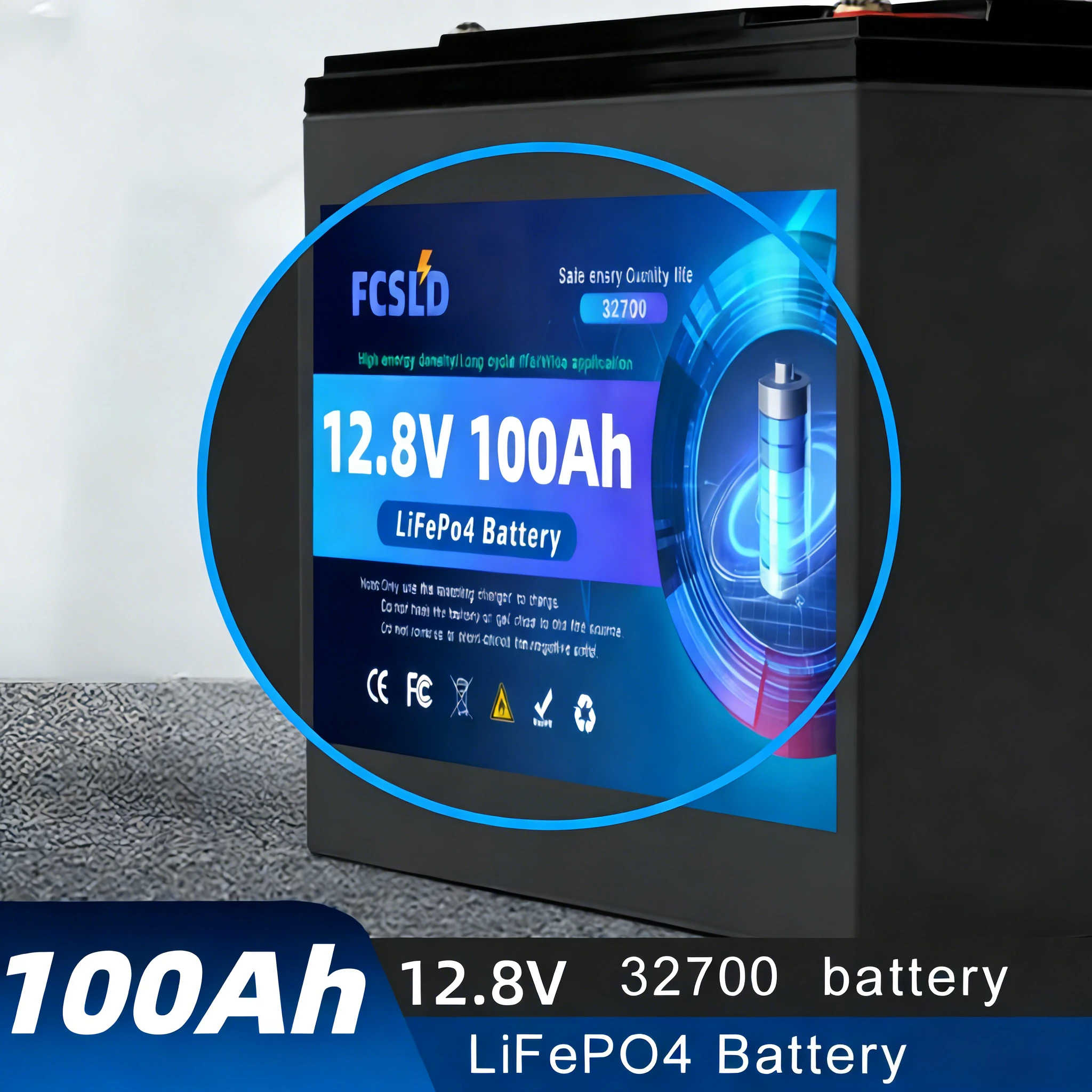 

Original LiFePO4 12.8V 100Ah Lithium Battery Capacity Built-in 200A BMS 6000 Deep Cycles Perfect for Camping Solar Home Backup