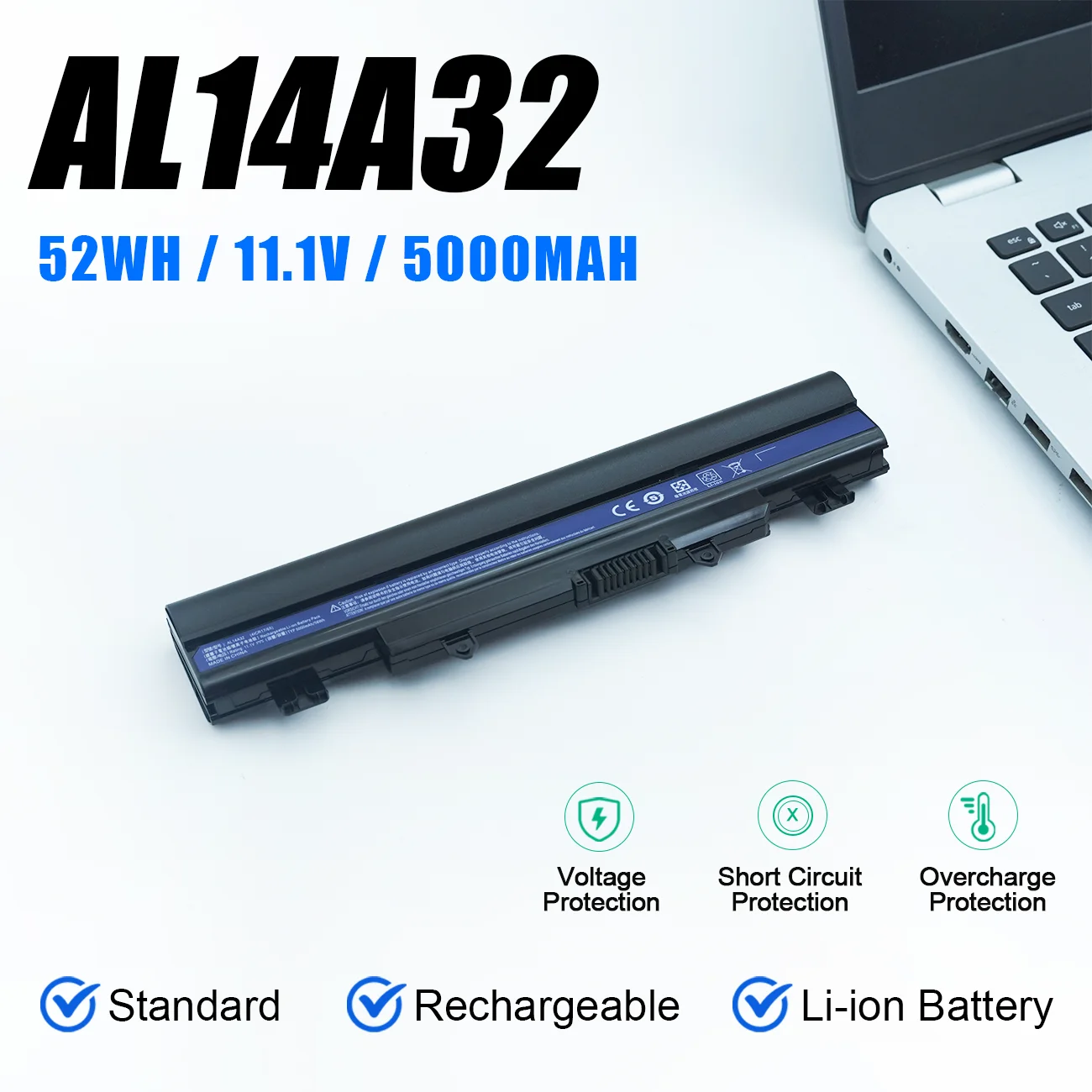 Аккумулятор для ноутбука AL14A32 для Acer E14 E15 E5-411 E5-421 E5-471 E5-511 E5-551 E5-572 E1-571 E1-571G V3-472 V3-572 AL14A32