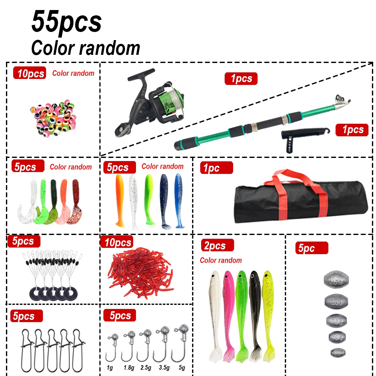 Fishing Lure Set 55/56 pcs Com - Fishing Equipment Online recensione e prezzo
