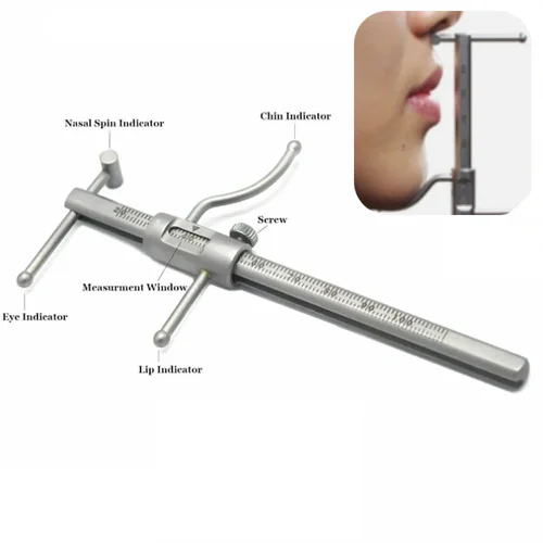Calibrador de ortodoncia Dental de acero inoxidable para medición de implante de barbilla, Regla de medición deslizante de 0-100mm