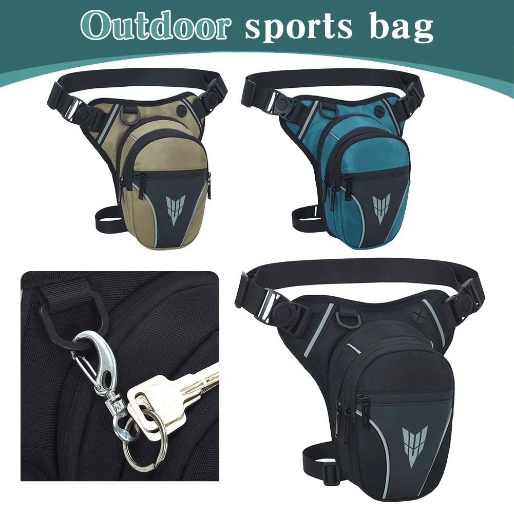 

Men Motorcycle Leg Side Bag Multipocket Rider Bum Drop Thigh Bag with Reflective Stripe Riding Belt Fanny Pack Casual Sports Bag