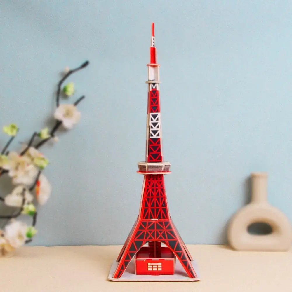 

3D World Famous Buildings Model Assembling Model Paper Mini Cardboard Puzzle Tokyo Tower The Eiffel Tower Desktop Decorations