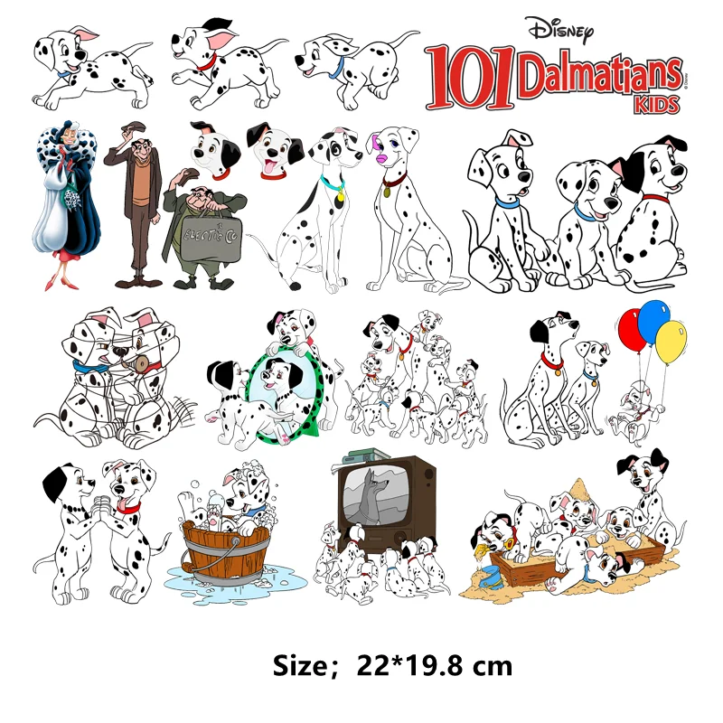 Disney 101 Dalmatians Dogs clothes stickers Iron on patches Cruella custom patch for kids Flex fusible transfer