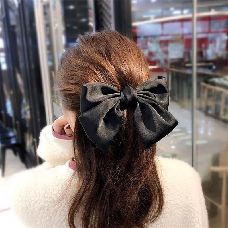 Schwarzes Haarband mit großer Schleife, Haarnadel für Damen, neue Clip-Haaraccessoires, Herbst-Haarnadel【AliS8】 – Detail 8