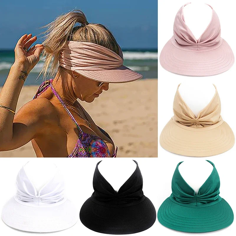 Summer Hats For Women Beach Hat Sun Visor Caps Anti-ultraviolet Elastic Hollow Top UV Hats Fishing Sports Cap Outdoor Casual Cap