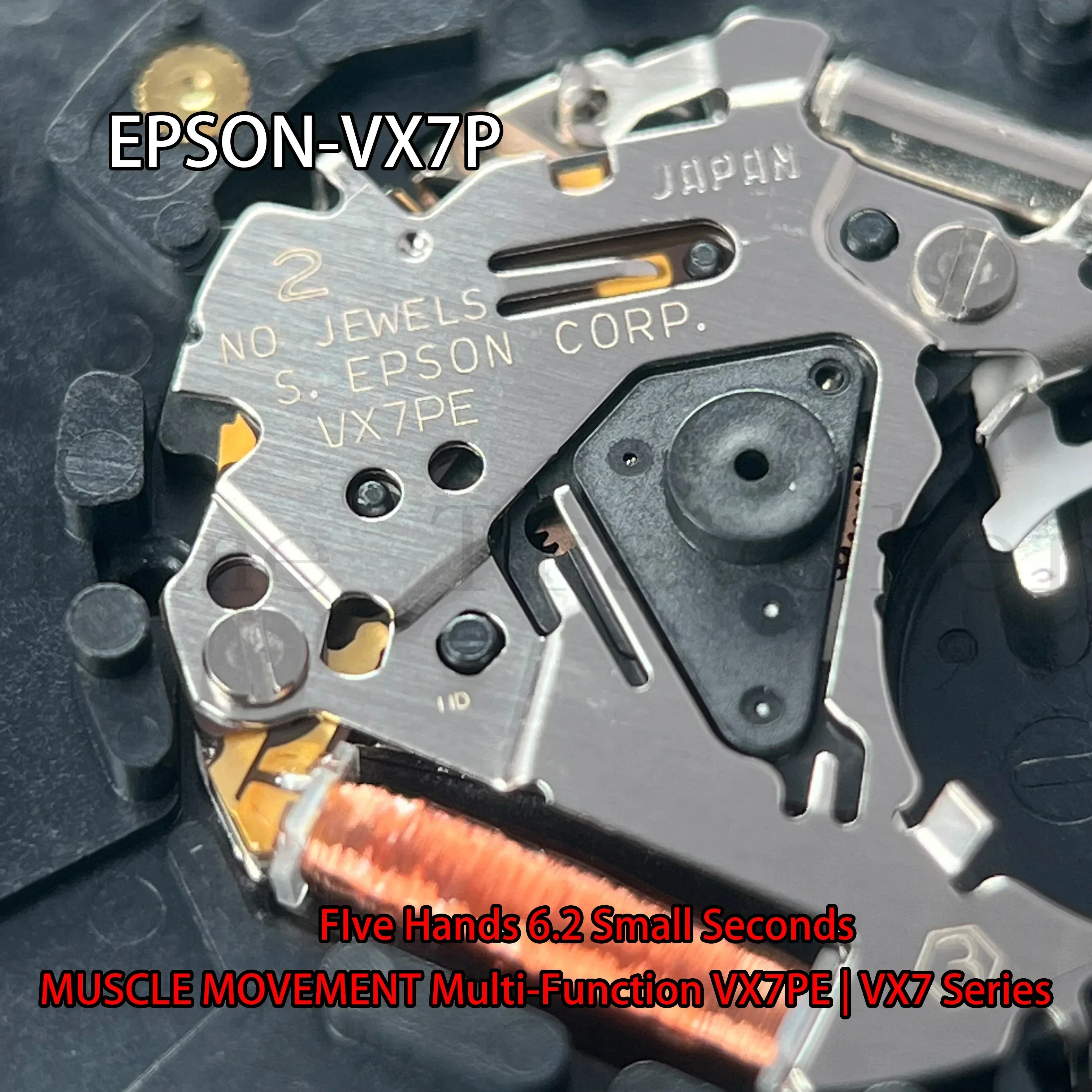 حركة VX7P سلسلة حركة Epson VX7PE 6.12 ثانية صغيرة الحجم: 12 3/4 بوصة 5 أيدي يوم / تاريخ