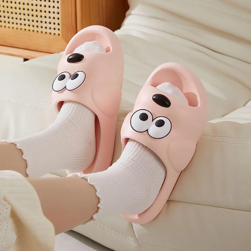 2023 Indoor Cotton Dog Slippers Flat Women Men Bathroom Slides Couples Summer Shoes Soft EVA Non-slip Funny Beach Flip Flops