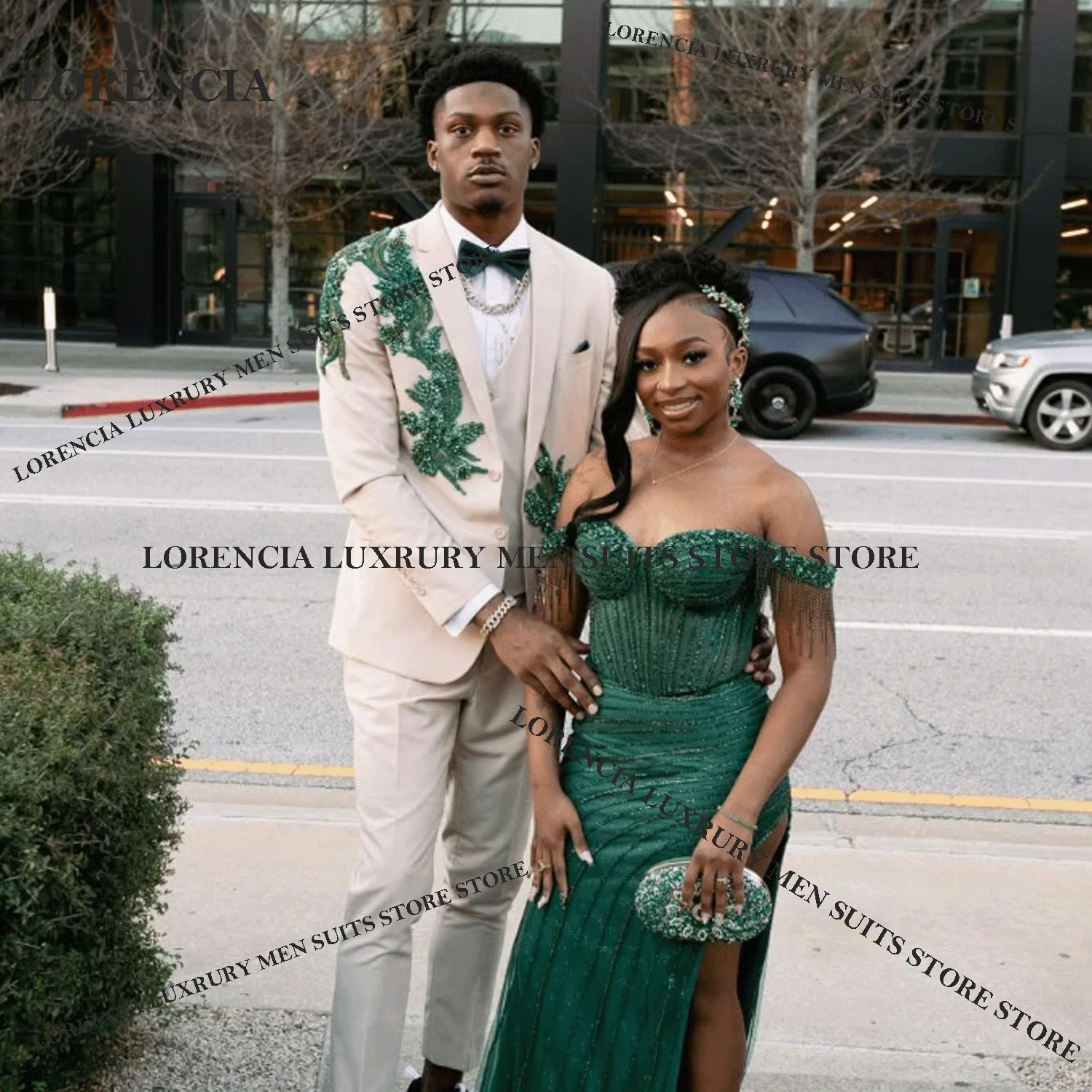 Customized Exquisite Jewelry Men suits For Wedding Groom Sequins Crystal Male Prom Party Luxury Blazer 3 Pieces Set Tuxedos Slim