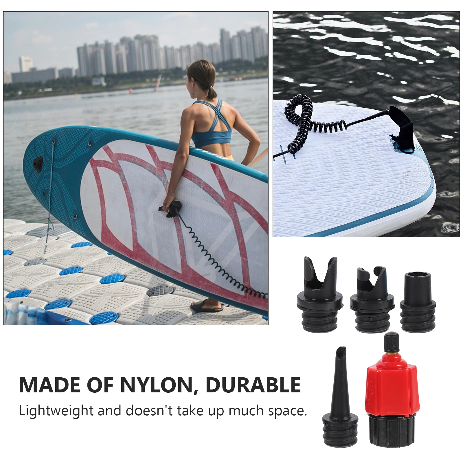 

5pcs Kayak Inflatable Boat Air Valve Adapter Pump Connectors Lightweight Portable Leak Proof Multifunction Adapters Boat