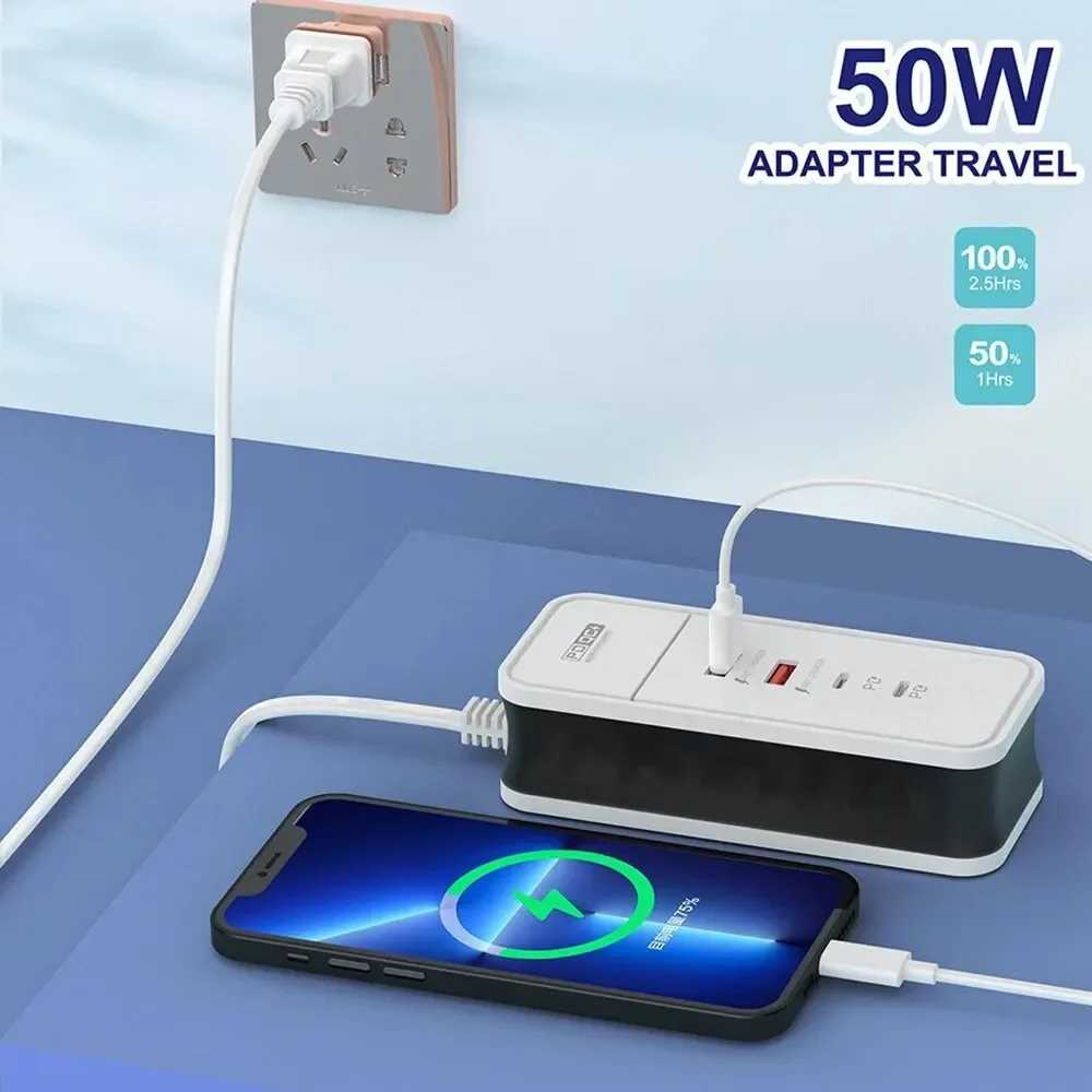 4 Port USB Charger QC 3.0 PD 12W Fast Charging Wall Charger for Xiaomi Samsung iPad Mobile Phone Travel Power Adapter