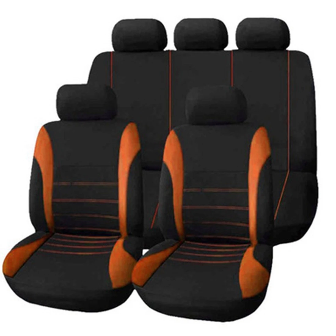 

9PCS Automobiles Seat Covers Front Car Seat Covers Front Airbag Ready Sport Bucket Seat Cover(Black +