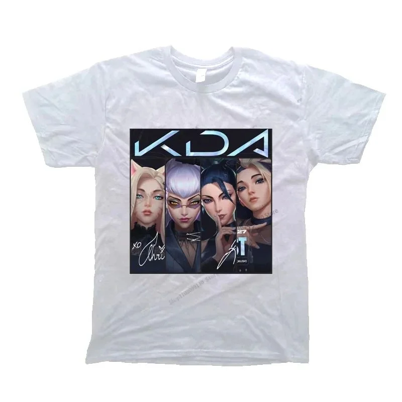 

League of Heroes KDA Women's T-irt Game Character Print Slim Fit Nine Sve Length Henry Collar Youth Faion