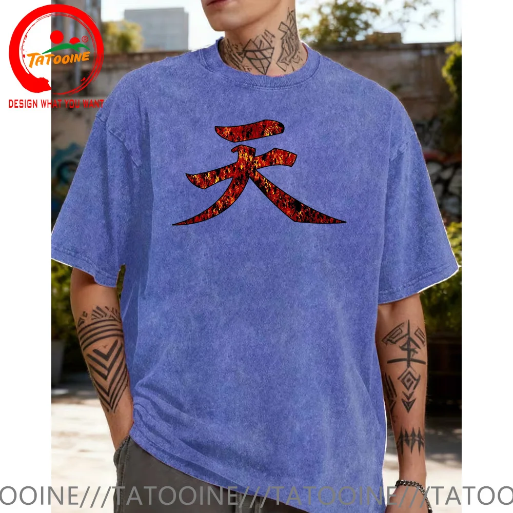 

Винтажная хлопковая футболка из стираного хлопка, японская футболка Kanji Akuma, женская и мужская модная футболка, повседневная одежда, футболка в стиле хип-хоп