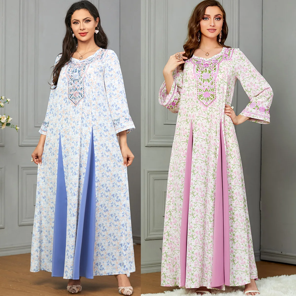 Ele Long Dr – t-shirt en Fiber d'acétate pour femmes, couture de couleur brodée, dubaï, saison printemps