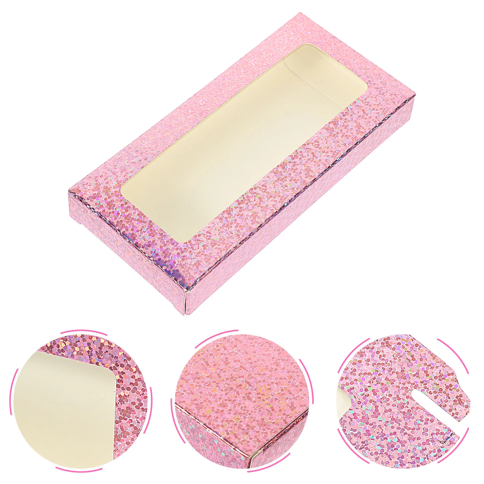 

25 Pcs Color Box Eyelash Container Empty Packaging Boxes Storage False Lashes Pink