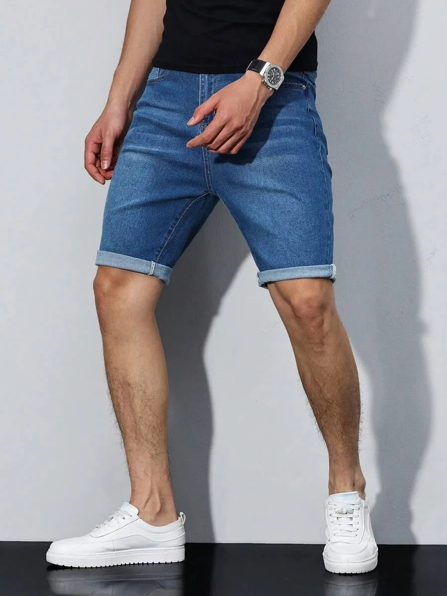 

1PC men's popular American street denim pants, simple denim casual, suitable for daily wear denim shorts