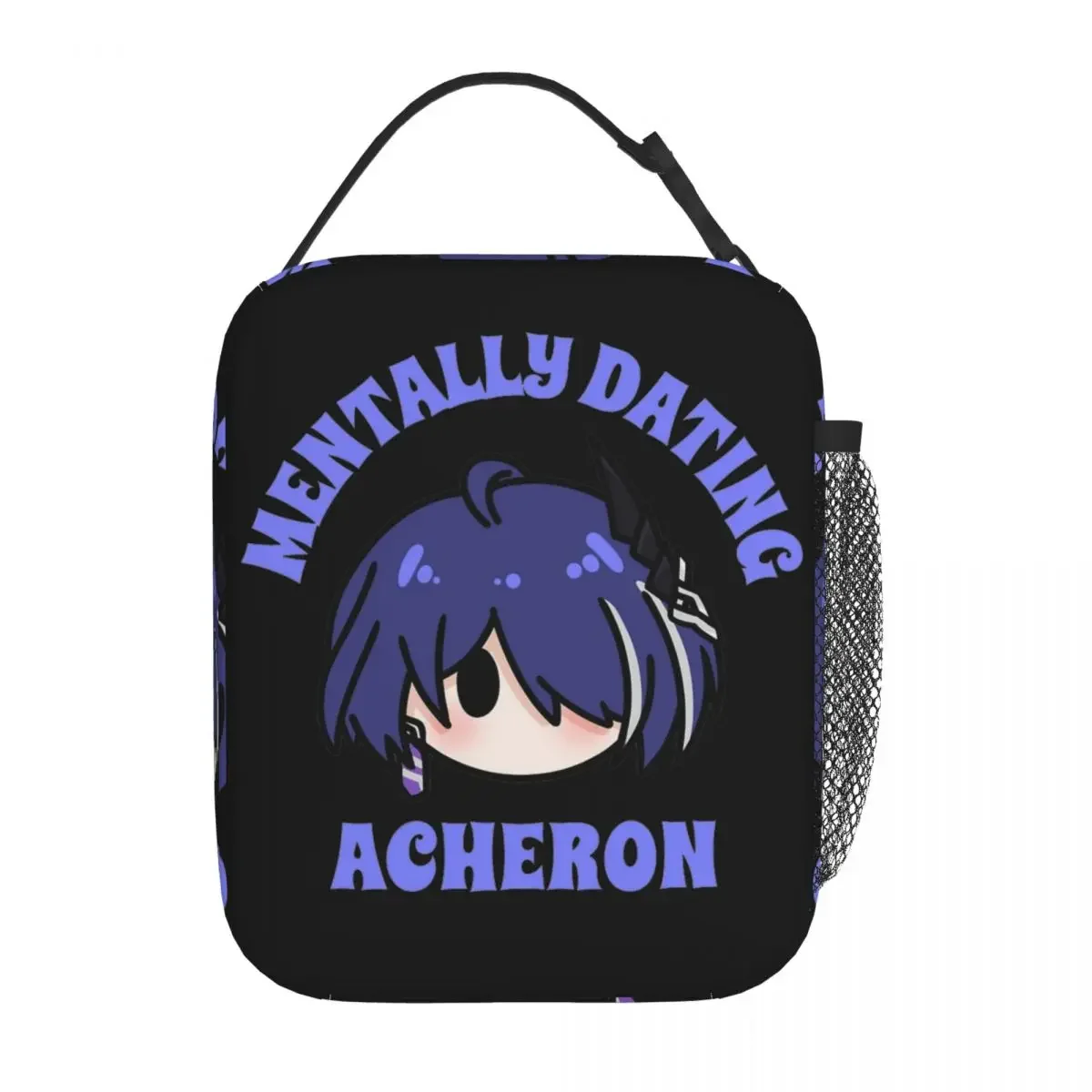 Mentally Dating Honkai Star Rail Acheron Chibi Insulated Lunch Bag High Capacity Lunch Container Cooler Bag Lunch Box Tote Beach