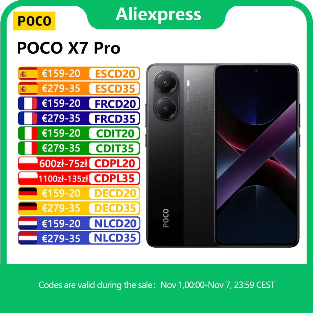 POCO X7 Pro 5G, NFC, Dimensity 8400-Ultra, Dimensity 8400-Ultra, câmara de 50 MP, ecrã CrystalRes AMOLED de 1,5K e 120 Hz, bateria de 6000 mAh,Carregador não incluído