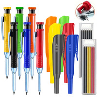 2.8mm Solid Carpenter Pencil with Pencil Cap, Deep Hole Mechanical Pencil with Built in Sharpener For Carpenter Woodworking