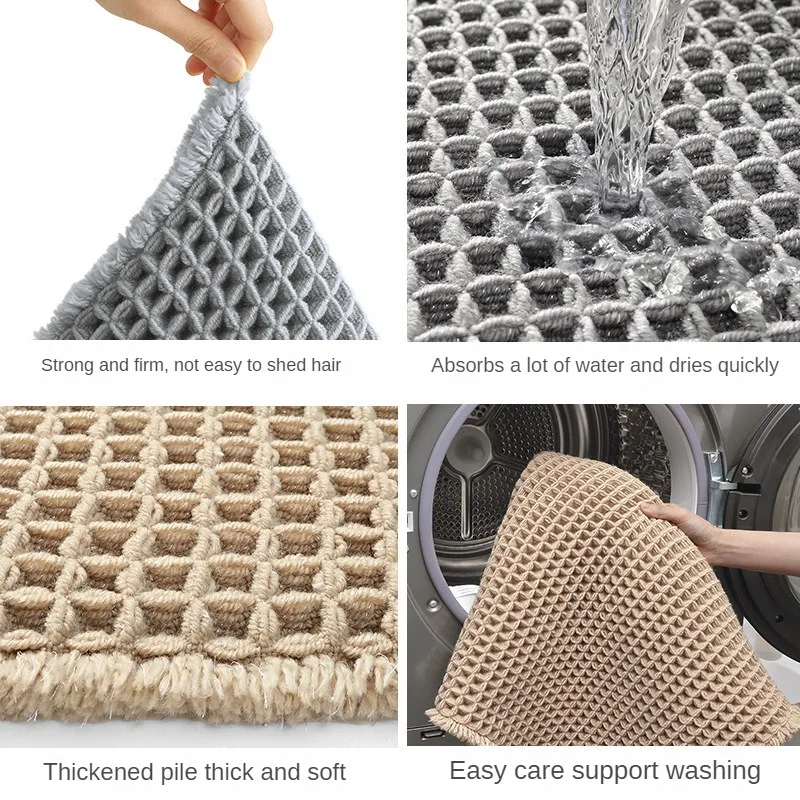 Solid Color Waffle Carpet Bathroom Entrance Door Absorbent Floor Mat Waffle Door Mat Bathroom Non-slip Floor Mat