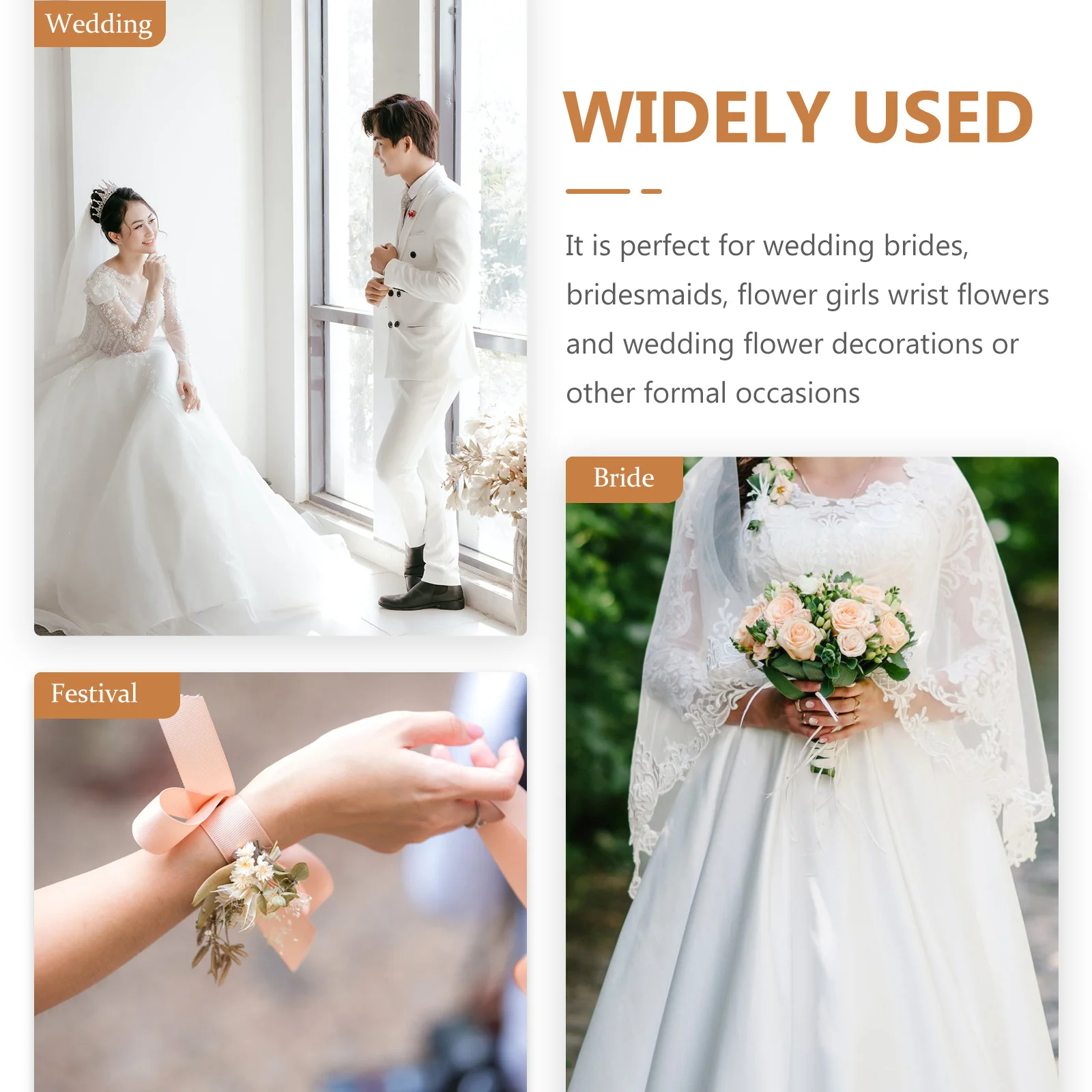 Fleurs de poignet blanches, 2 pièces, décoration de poignet Portable élégante pour mariage, Corsage de mariée, accessoire de fête, fourniture de fleurs simulées