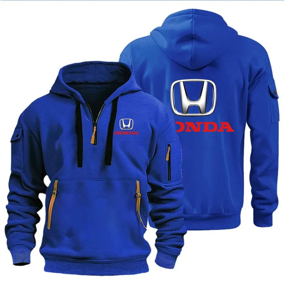 

Autumn and winter men's Honda logo printed casual hoodie, sportswear, fleece warm jacket, set shirt, outdoor racing fan clothing