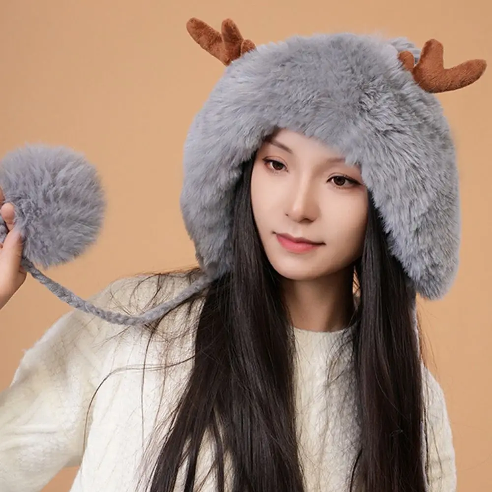 Neck Warmer Plush Moving Hat Warm Earmuff Earflap Trapper Hat Earflap Hat Christmas Hat Antlers Movable Ears Airbag Cap Winter