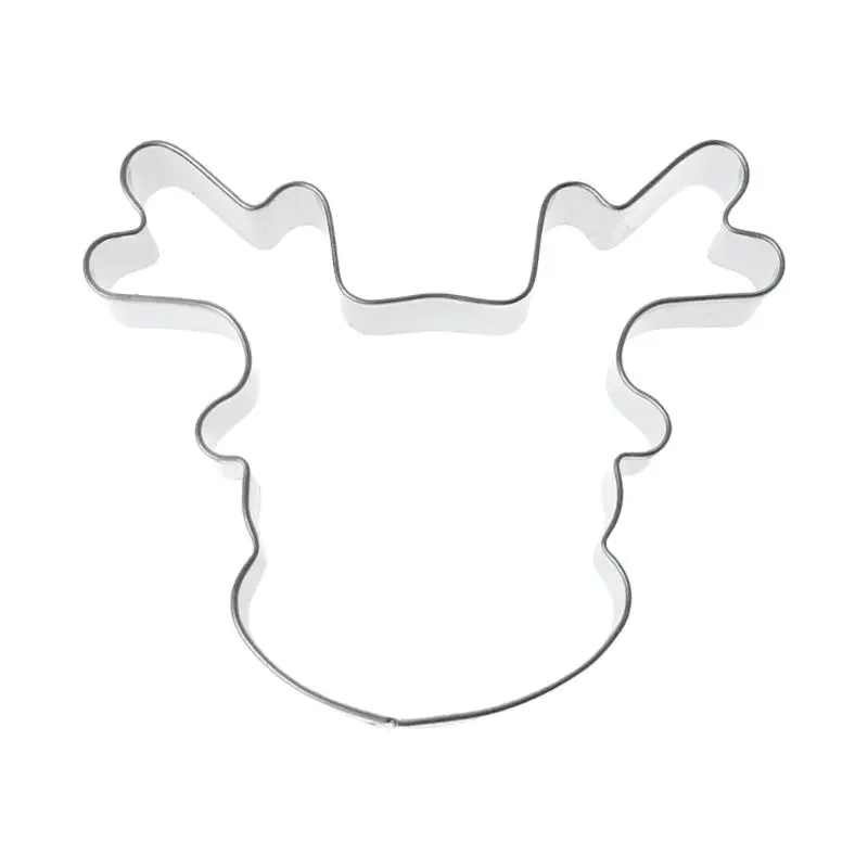 New Stainless Steel Cookie Cutter Biscuit Mold Christmas Deer Head Reindeer Mould DIY Tool Fondant Gingerbread Man