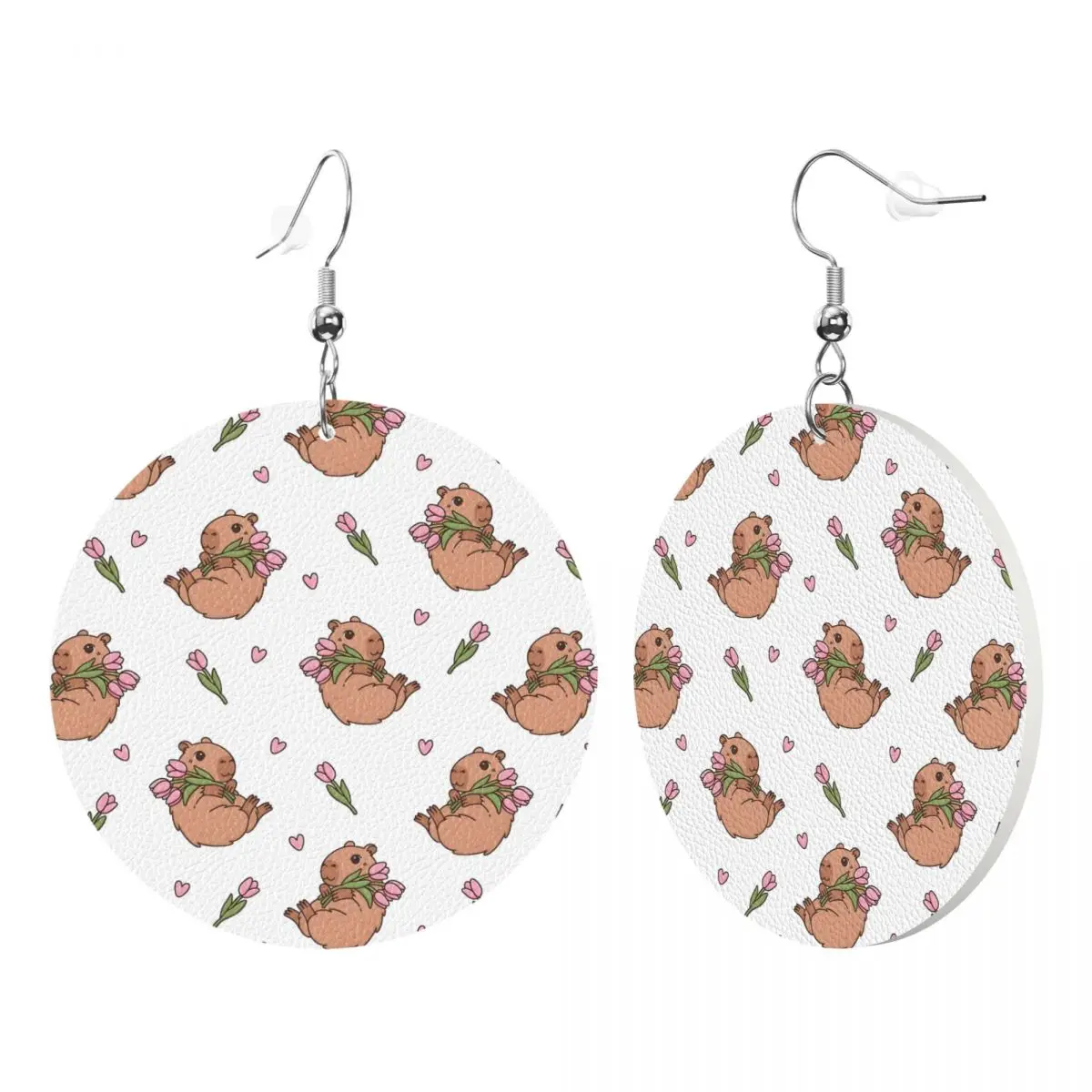 Custom Funny Capybara Leather Earrings for Women Dangle Earrings Jewelry Accessories
