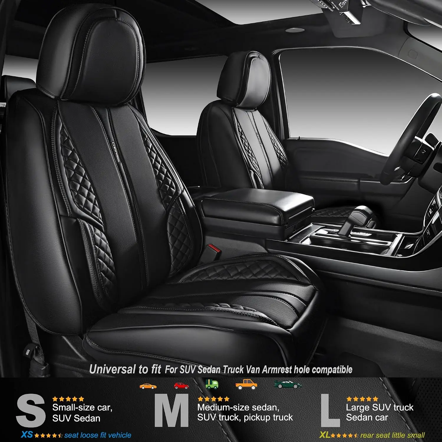 Nappa Leather Car Seat Covers Full Set, Luxury Seat Protector for Cars, Waterproof Anti-Slip PU Seat Cushion Airbag Armrest Comp