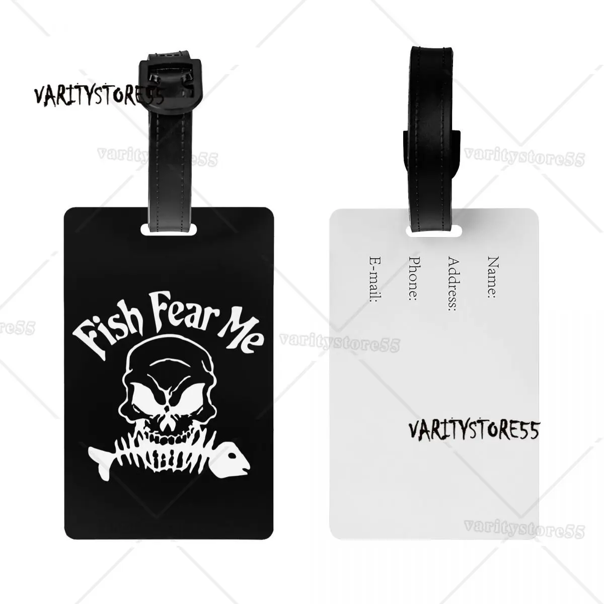 Fish Fear Me Fishing Quote Luggage Tag Fisherman Fish Suitcase Baggage Privacy Cover ID Label