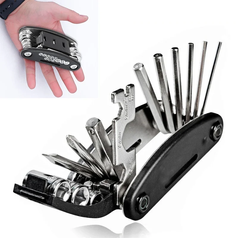 16 In 1 Bike Multifunction Repair Tool Set Kit Hex Spoke Cycle Screwdriver Tool Wrench Mountain Cycle Tool Portable Sets