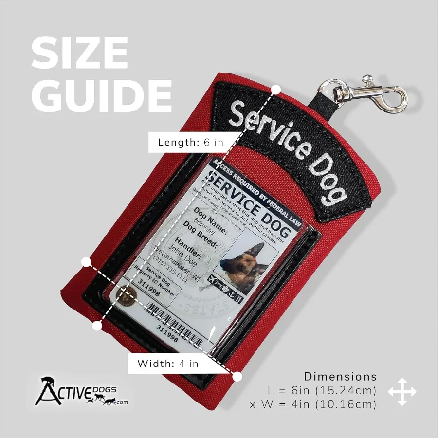 ActiveDogs Service Dog ID Card Pouch Clip On Identification Badge Display Tag Holder Carrier dengan Saku Ritsleting untuk Tas Kecil