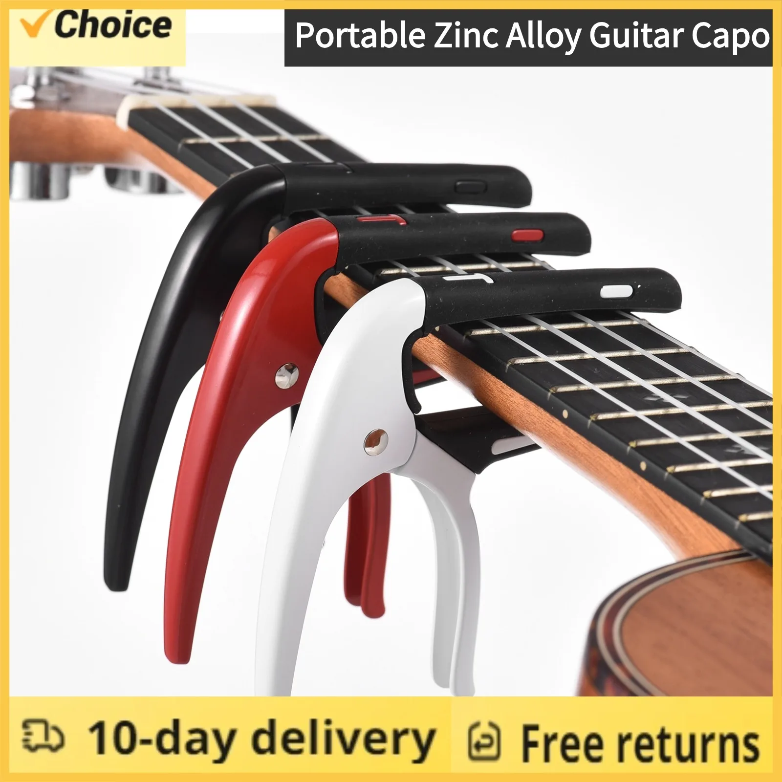 Portable Zinc Alloy Guitar Capo Professional Guitar Tone Changer with Guitar Pick for Acoustic Electric Guitars Ukulele Mandolin