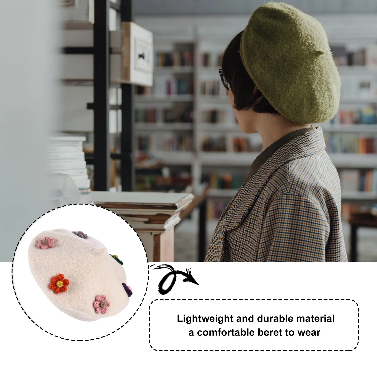 

Flower Beret Woollen Cap Berets Childrens Little Lightweight Durable Comfortable Warm Breathable Fashionable Hat